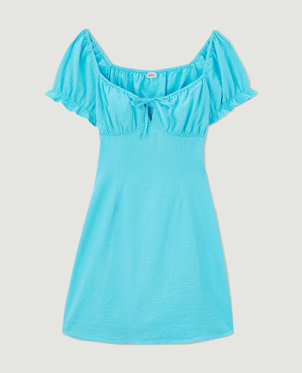 Robe courte dos-nu avec laçage bleu turquoise - Pimkie