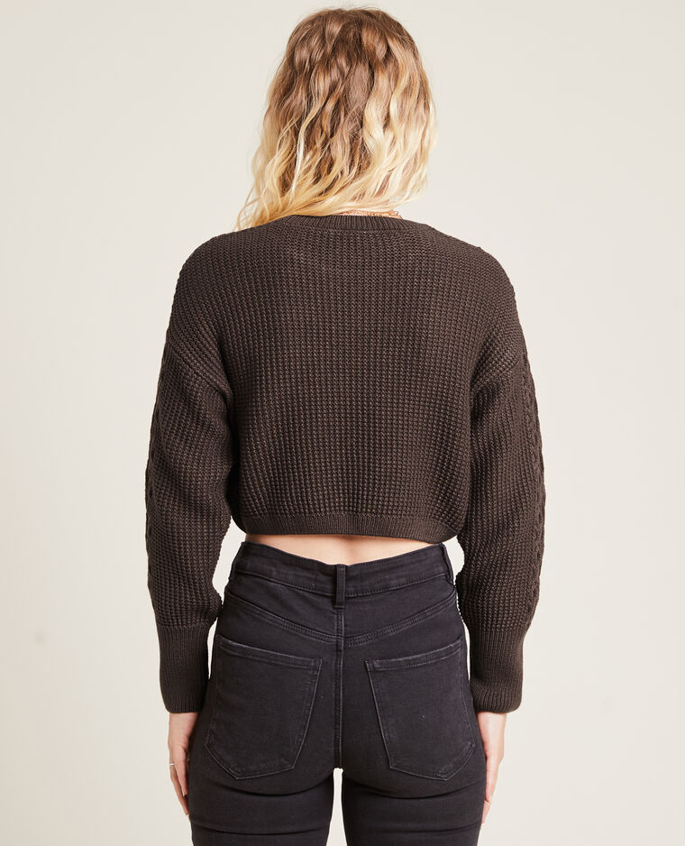 Pull cropped en maille fantaisie marron - Pimkie