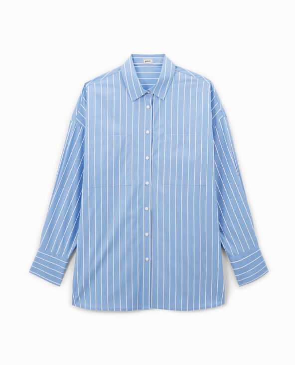 Chemise oversize rayée façon pyjama d'homme bleu - Pimkie