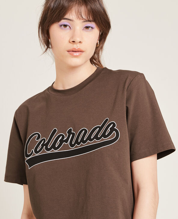 T-shirt col rond taupe - Pimkie