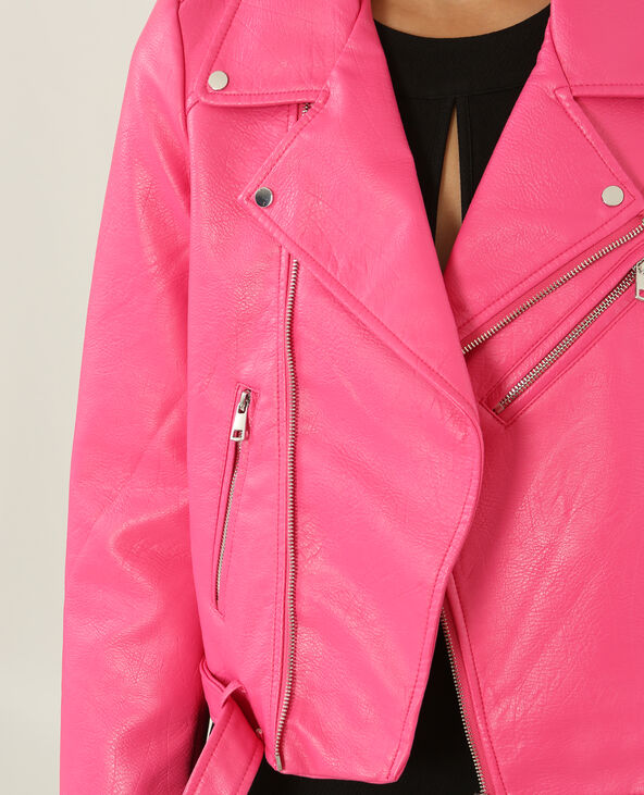Veste simili cuir rose femme best sale