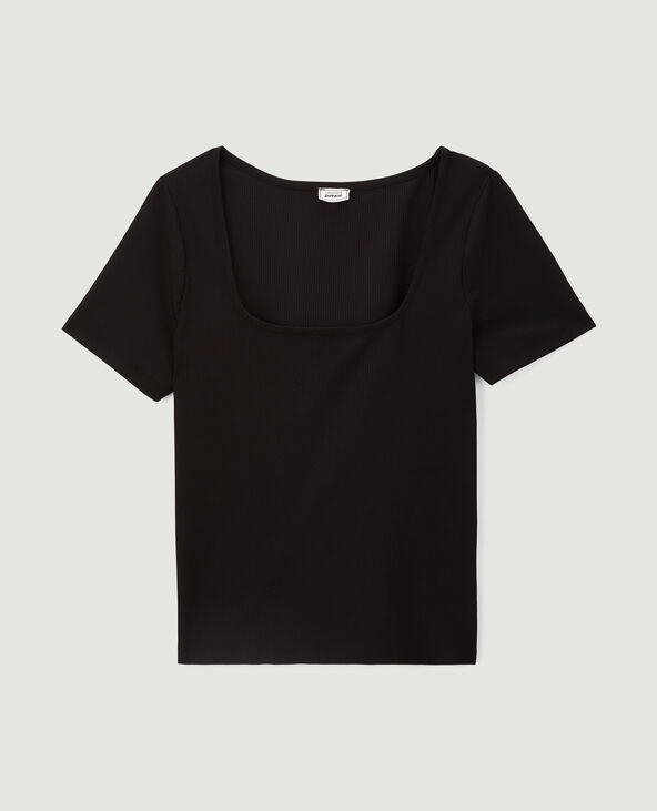 Top encolure carrée maille côtelée noir - Pimkie