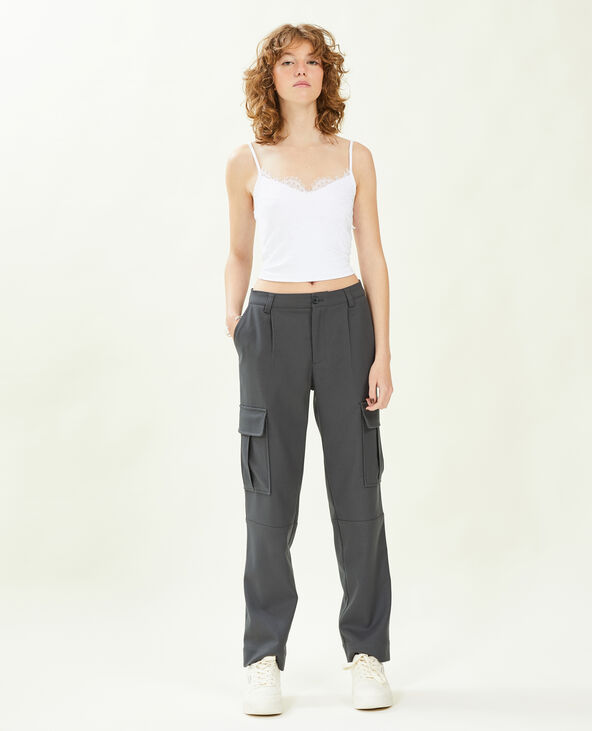 Pantalon cargo uni gris foncé - Pimkie