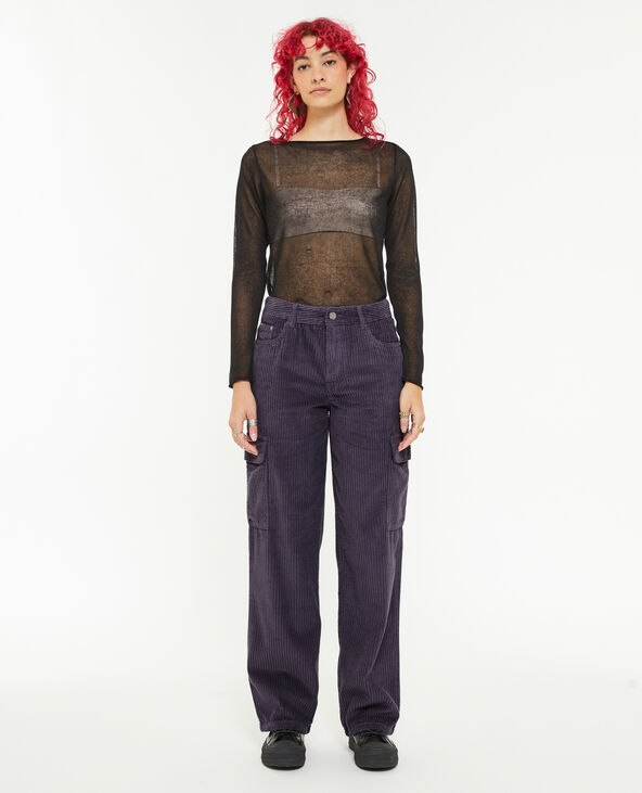 Pantalon cargo en velours grosses côtes lilas - Pimkie