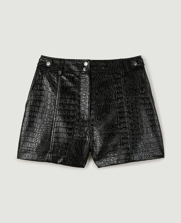 Short taille haute en vinyle effet croco noir - Pimkie
