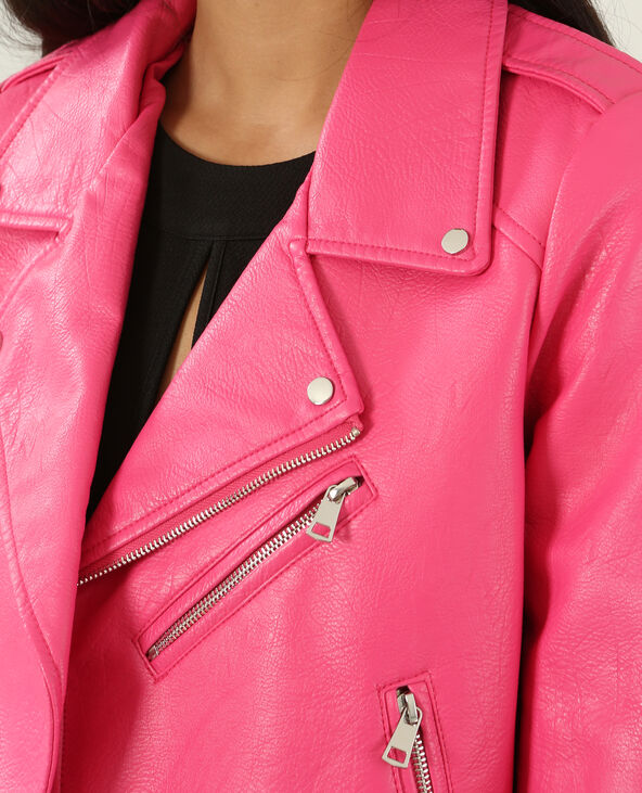 Veste simili 2025 cuir rose femme