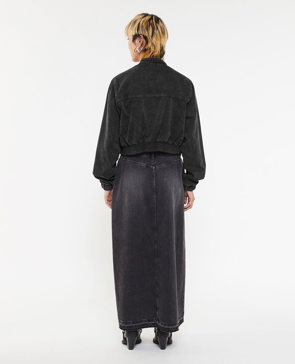Bomber court en toile denim noir - Pimkie
