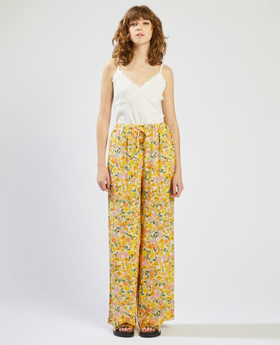 Pantalon fluide à motif fleurs jaune - Pimkie