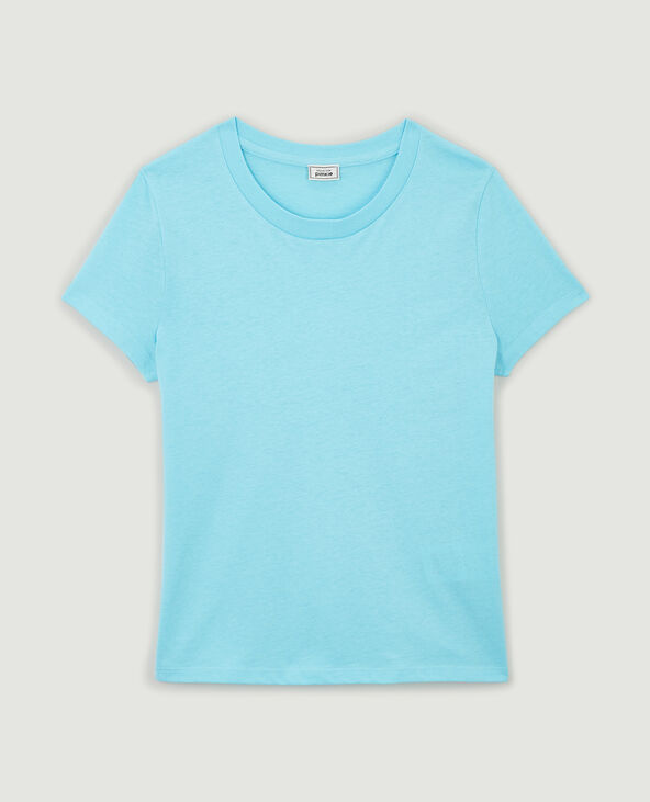 T-shirt basique col rond bleu - Pimkie