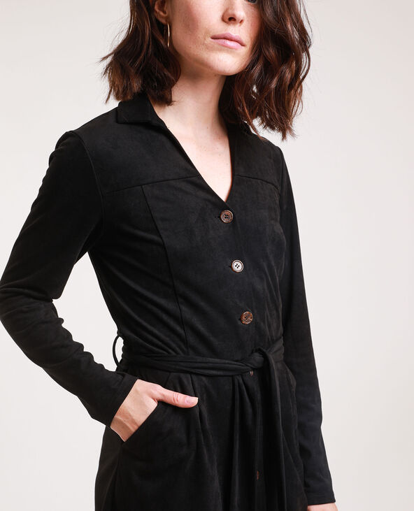 Robe chemise suédine noir - Pimkie