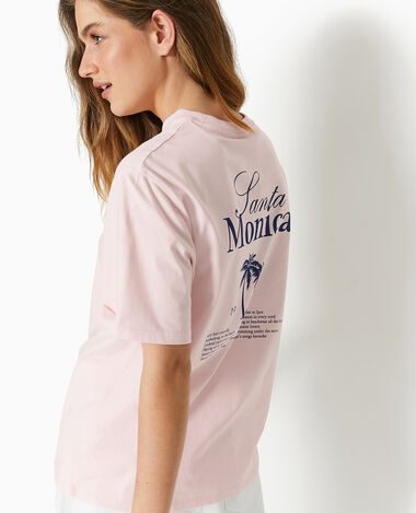 T-shirt oversize avec print poitrine et dos rose - Pimkie