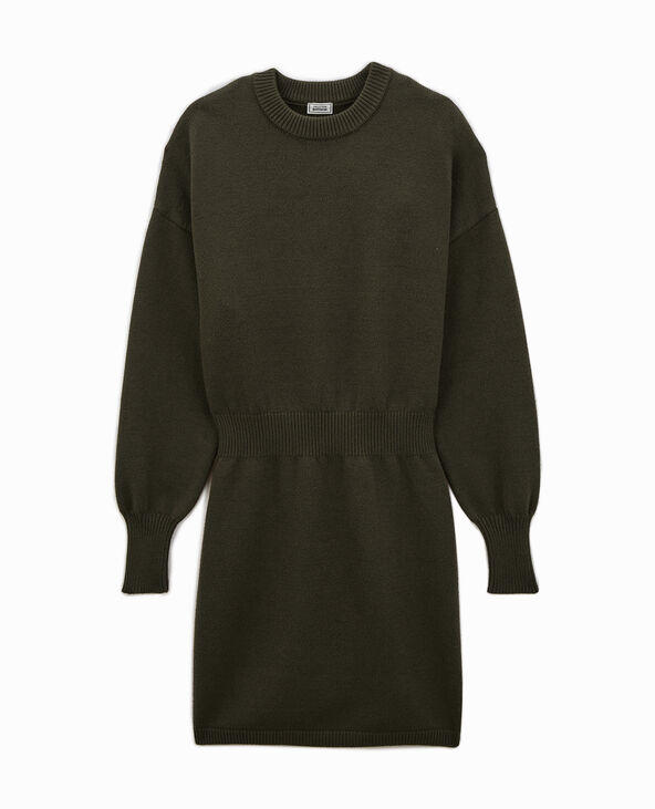 Robe-pull en maille avec taille resserrée vert kaki - Pimkie