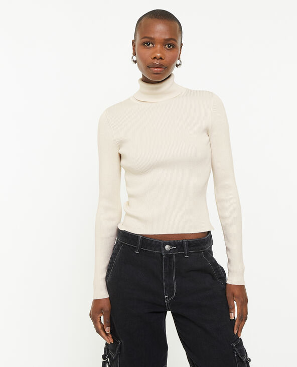 Pull à col roulé court blanc - Pimkie