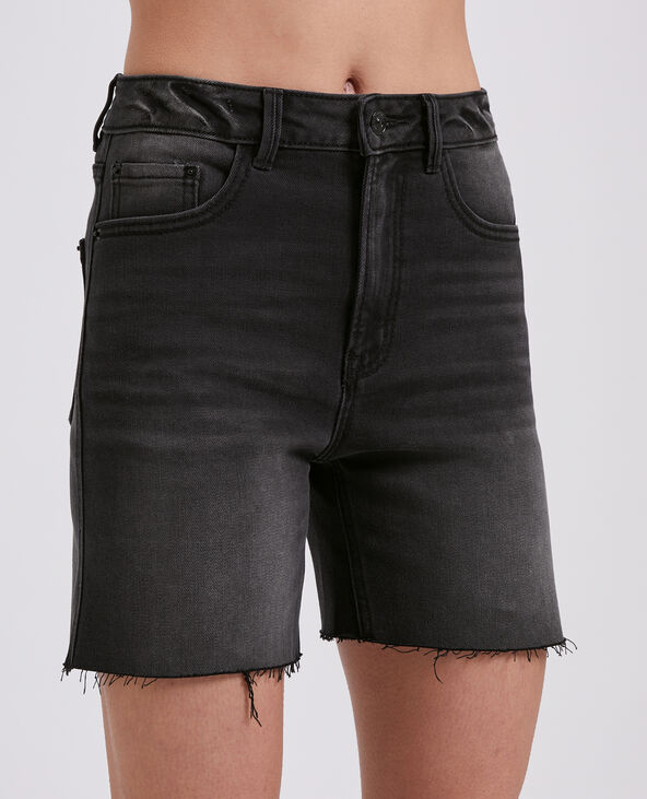 Bermuda en jean raw cut noir - Pimkie