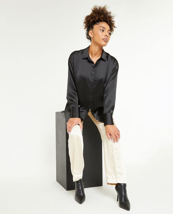 Chemise noir en satin deals