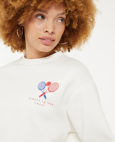 Sweat col rond avec print poitrine et dos blanc - Pimkie