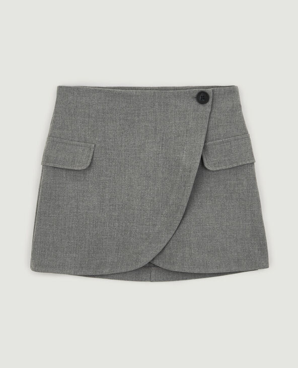 Mini-jupe portefeuille gris - Pimkie
