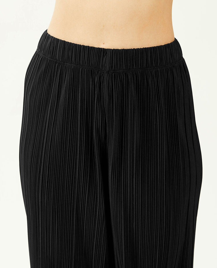 Pantalon large maille plissée noir - Pimkie