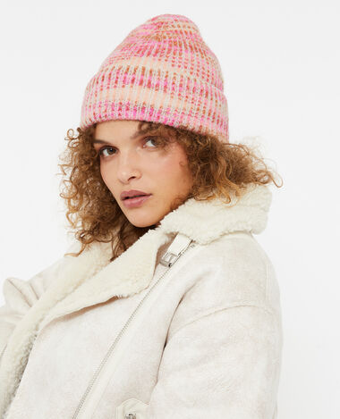 Bonnet avec revers rose - Pimkie