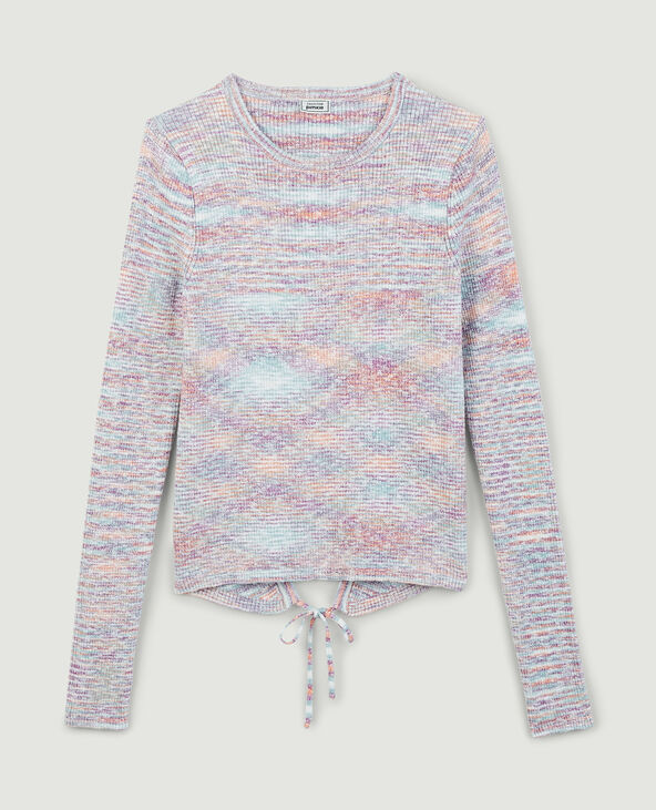 Pull multicolore dos ouvert lilas - Pimkie