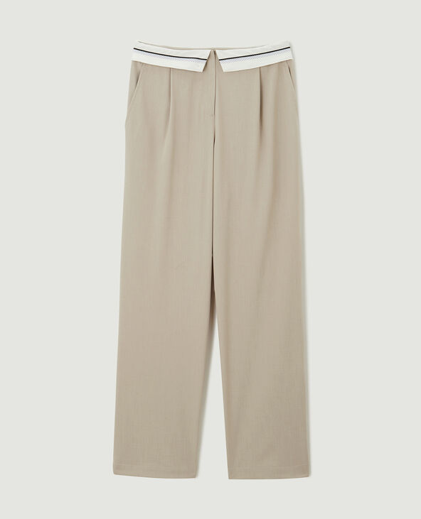 Pantalon droit avec ceinture fantaisie gris clair - Pimkie