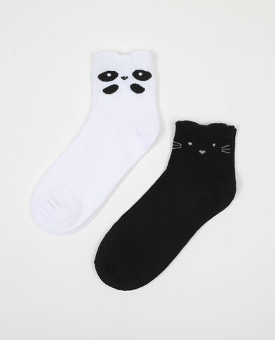 Lot de 2 paires de chaussettes animaux noir - Pimkie