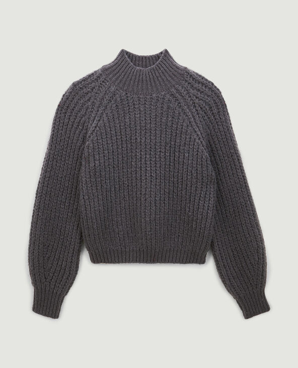 Pull grosses mailles col montant gris foncé - Pimkie