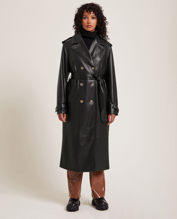 Long top trench noir