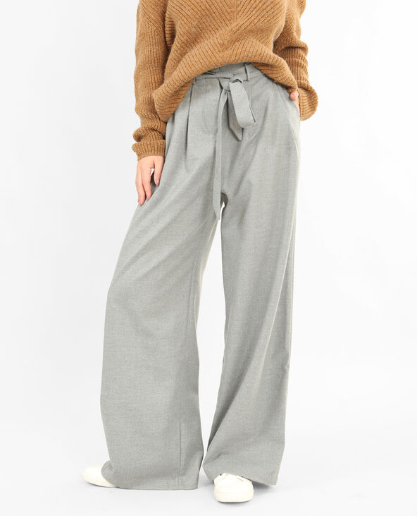 Pantalon large gris sales