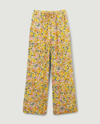 Pantalon fluide à motif fleurs jaune - Pimkie