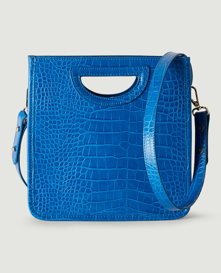 Sac rigide effet croco bleu - Pimkie