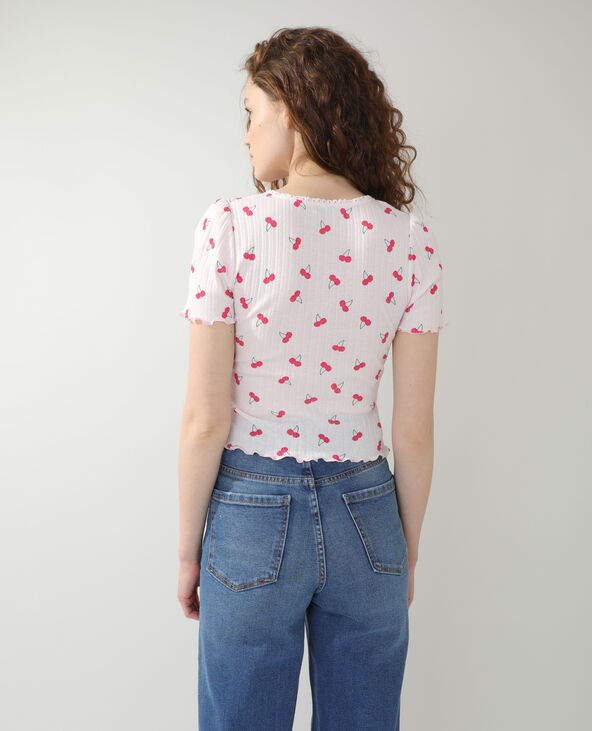 T-shirt motifs cerises rose clair - Pimkie