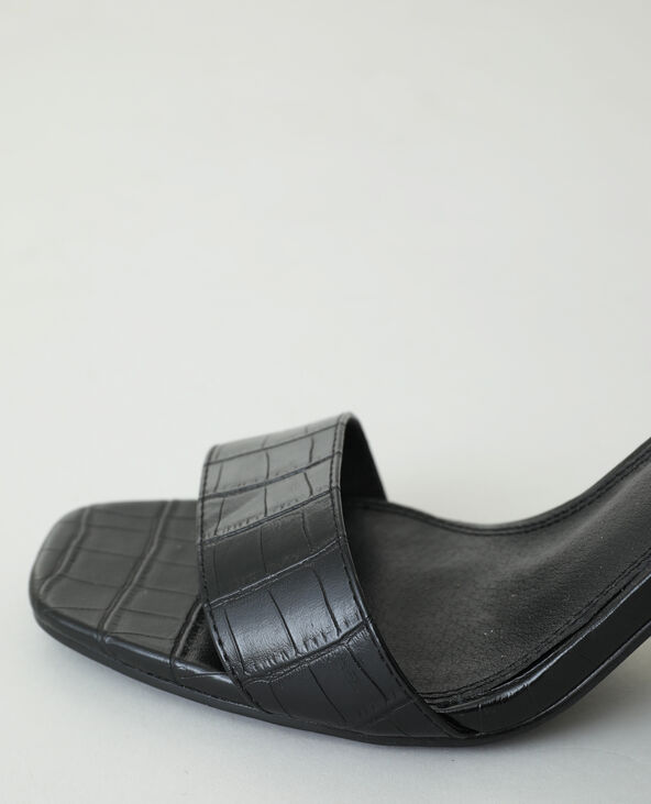 Sandales à talons effet croco noir - Pimkie