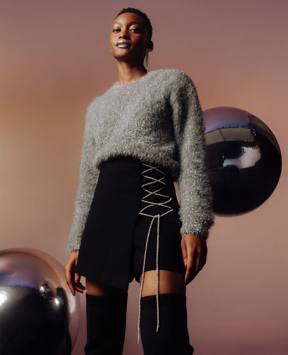 Jupe-short avec lacet strass noir - Pimkie