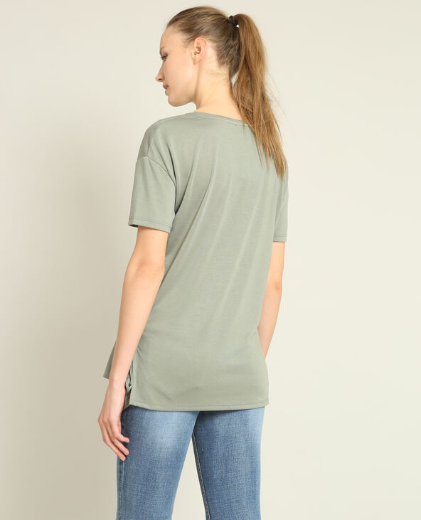 T-shirt à nouer vert de gris - Pimkie