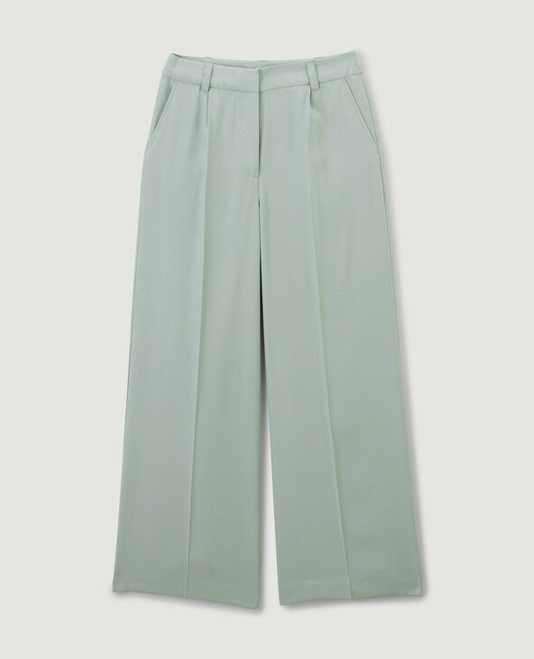 Pantalon large en toile fluide vert - Pimkie