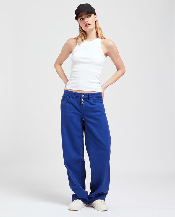 Jean large uni bleu électrique - Pimkie