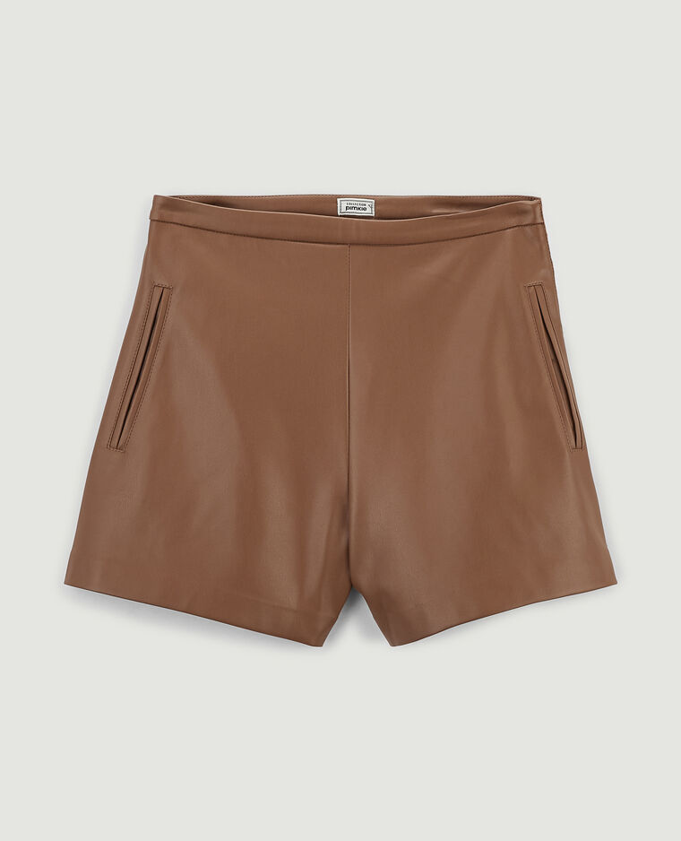 Short taille haute en simili cuir camel - Pimkie