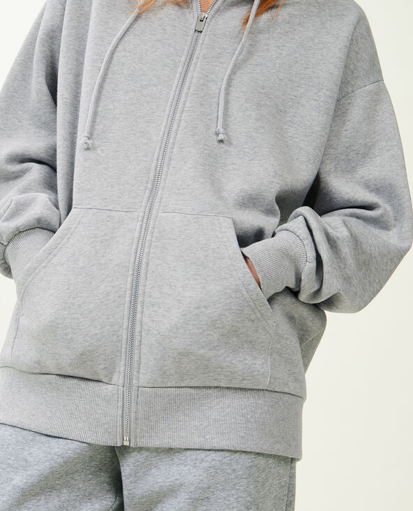 Sweat zippé oversize avec capuche gris chiné - Pimkie