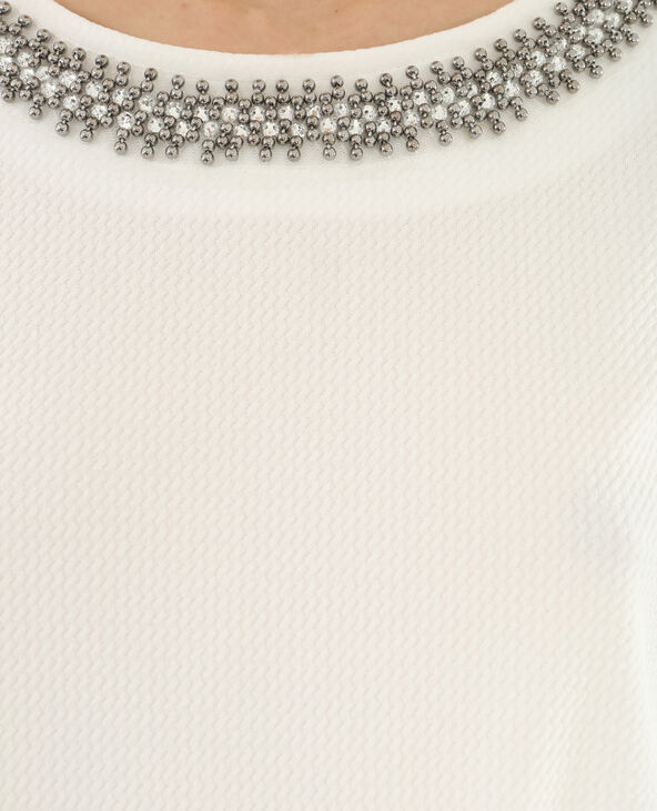T-shirt col bijoux blanc - Pimkie