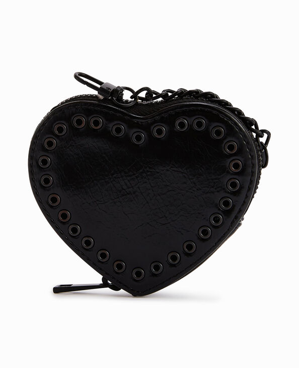 Porte-monnaie cœur effet cuir et studs noir - Pimkie