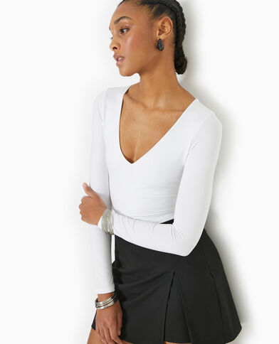 Body manches longues col V blanc - Pimkie