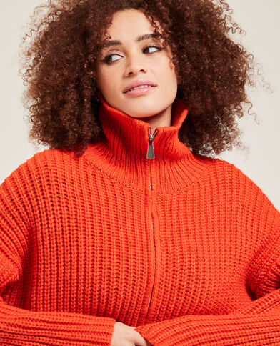 Gilet zippé grosse maille orange - Pimkie