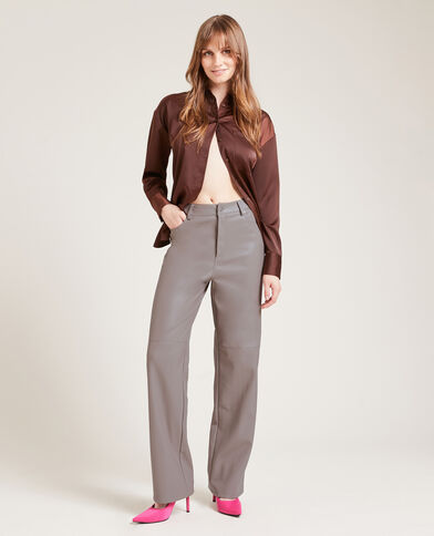 Pantalon droit en simili cuir brun - Pimkie