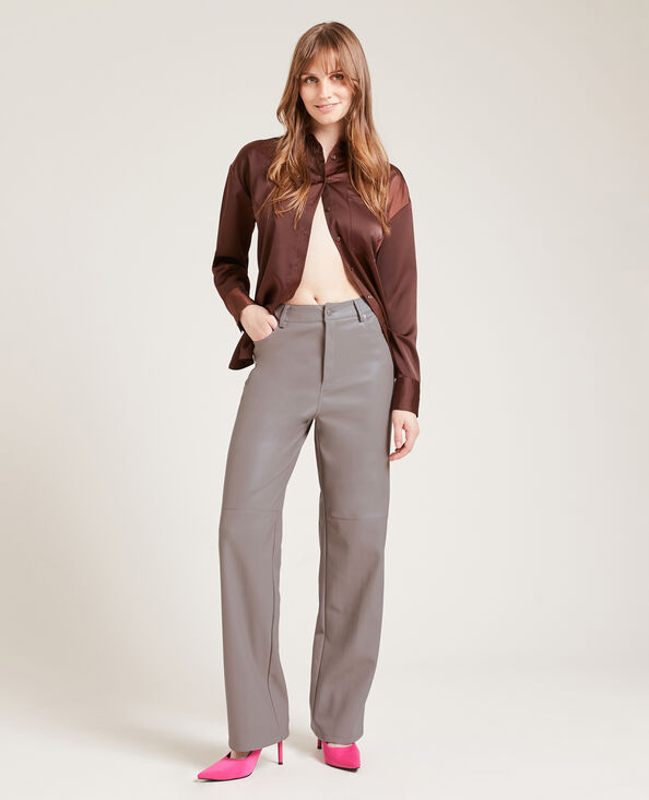 Pantalon droit en simili cuir brun - Pimkie
