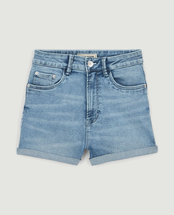 Short en jean bords roulottés bleu - Pimkie