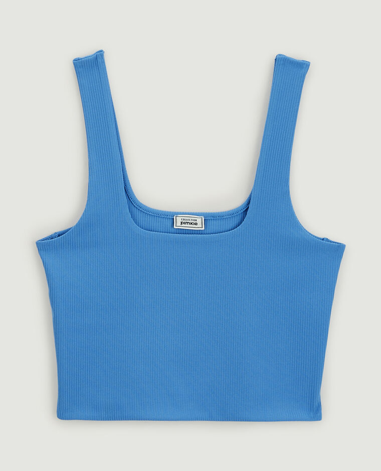 Débardeur court maille côtelée bleu - Pimkie