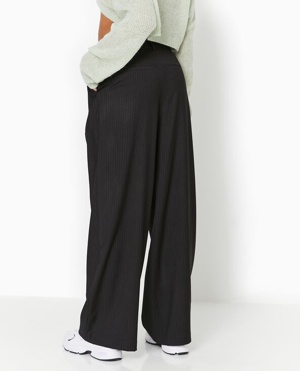 Pantalon droit et large avec pinces noir - Pimkie