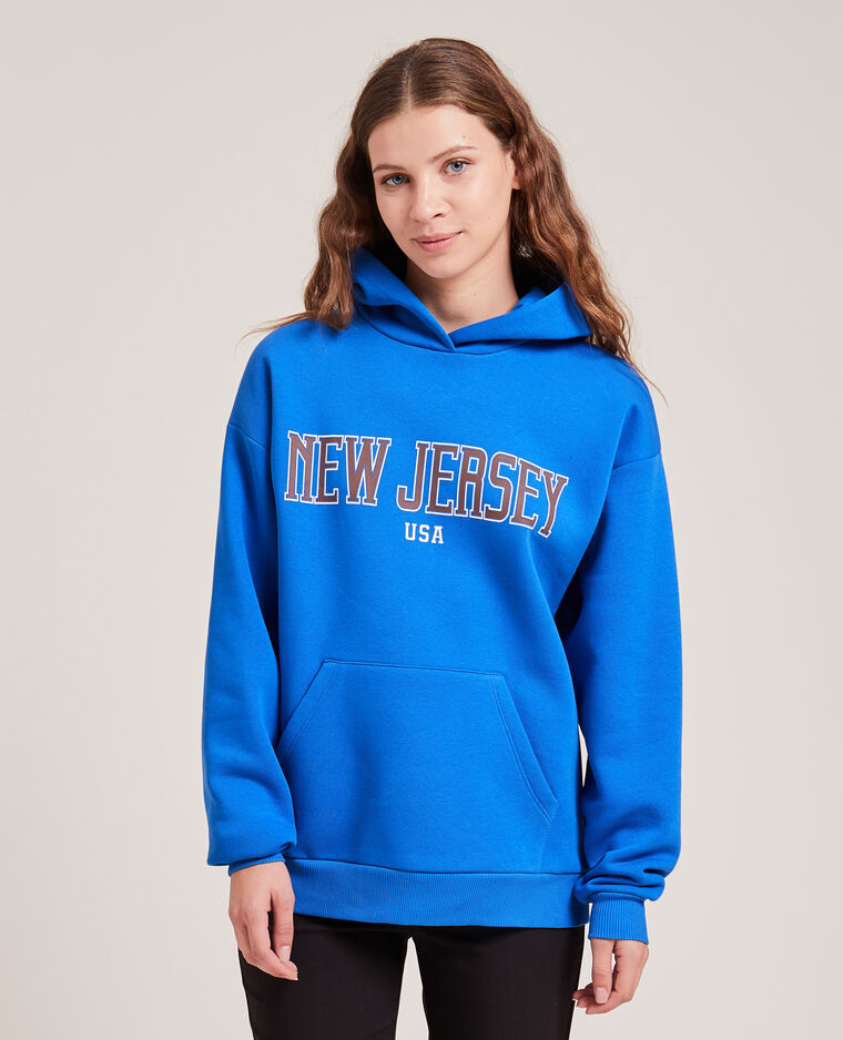 Sweat capuche avec flocage bleu électrique - Pimkie