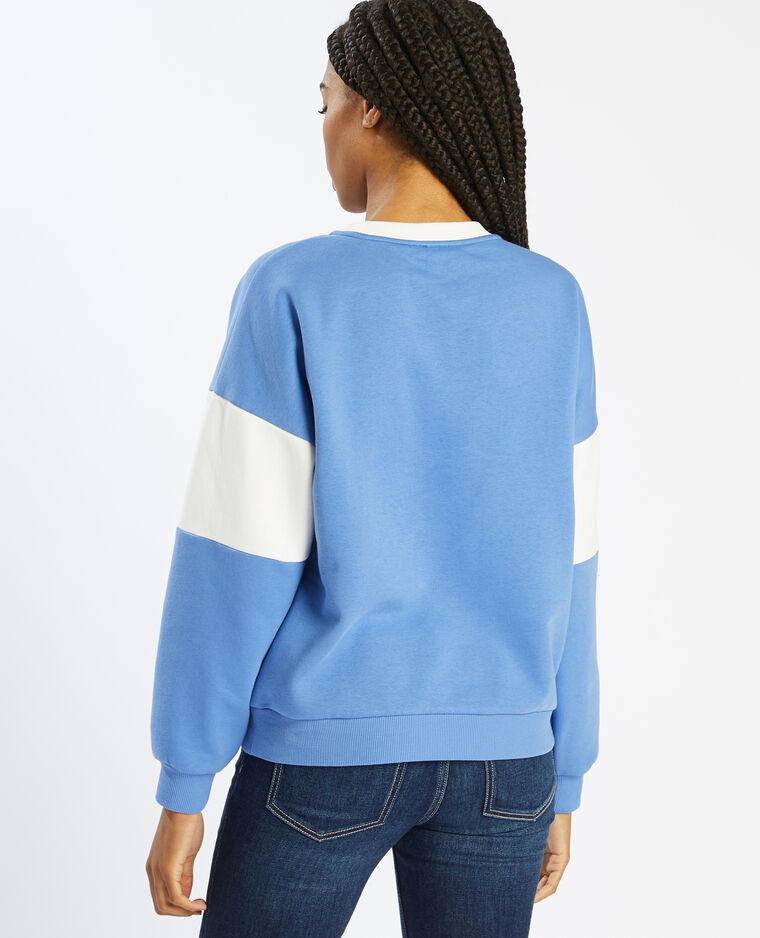 Sweat molleton col rond bleu - Pimkie